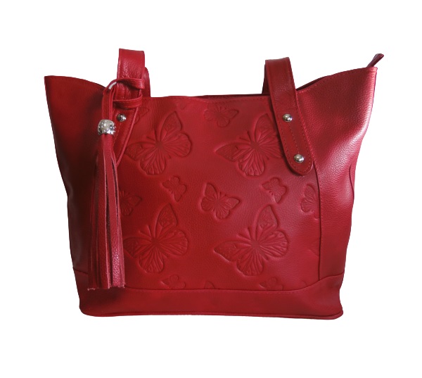 Bolso En Cuero Tipo Tote Para Mujer Calzado Guerreros Cb 112 Rojo